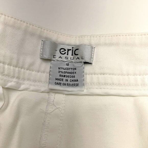 ERIC CASUAL Womens 12 Bright White Capri Pant - Picture 3 of 5